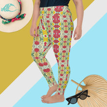 Load image into Gallery viewer, BYM Curvy Size Leggings in Hibiscus Blu