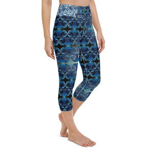 BYM Yoga Capri Leggings in Blue Wave