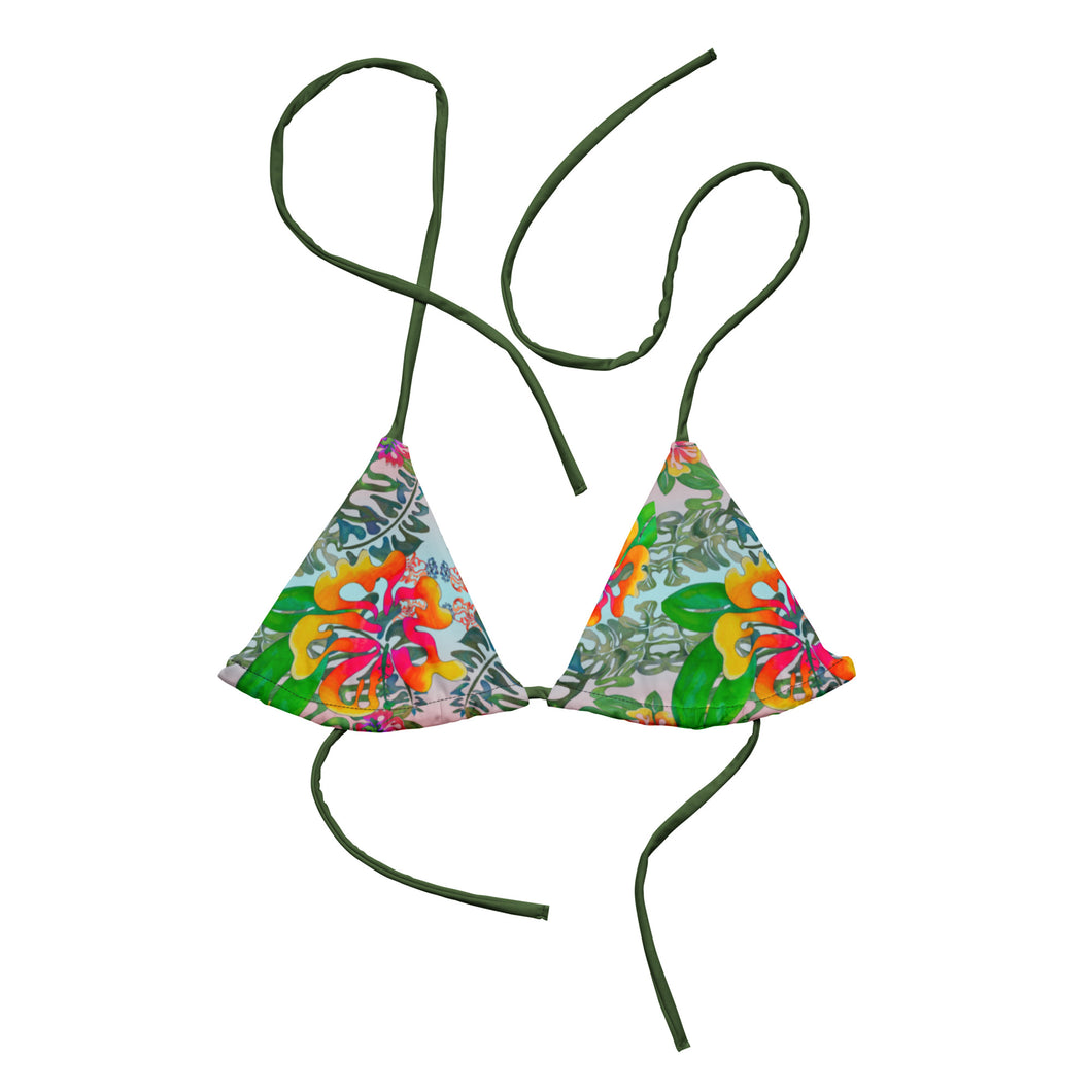 Hibiscus Bouquet Recycled String Bikini Top