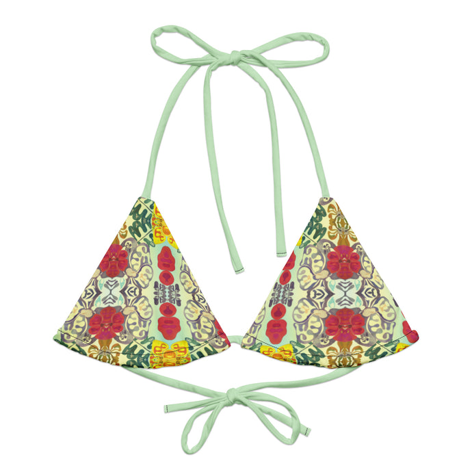 Hibiscus Blu Recycled String Bikini Top