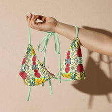 Load image into Gallery viewer, Hibiscus Blu Recycled String Bikini Top