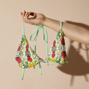Hibiscus Blu Recycled String Bikini Top