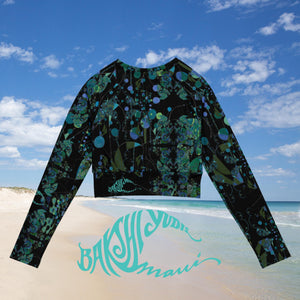 Wholesale Recycled BYM Blue Jade Noire long-sleeve Athletic/Beach Top UPF 50
