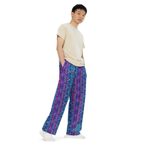 Wholesale BYM All-over print unisex wide-leg pants in Twilight