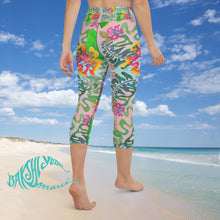 Load image into Gallery viewer, Wholesale BYM Yoga Capri Leggings in Hibiscus Bouquet