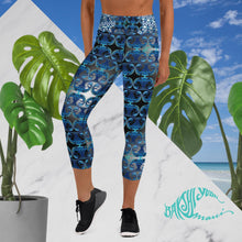 Load image into Gallery viewer, Wholesale BYM Yoga Capri Leggings in Blue Wave