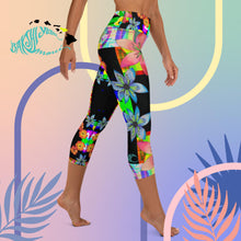 Load image into Gallery viewer, BYM Yoga Capri Leggings in Disco Fleurs