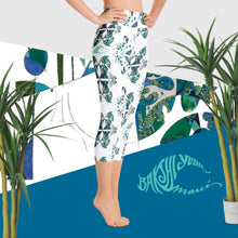 Load image into Gallery viewer, BYM Yoga Capri Leggings in Blue Jade